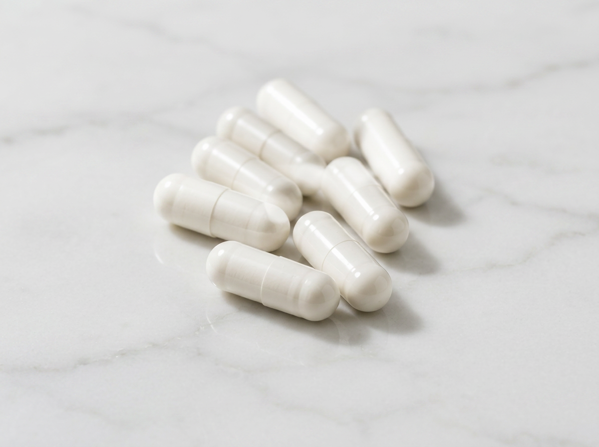 Supplement capsules close up